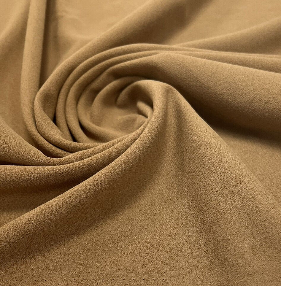 Plain Camel Scuba Crepe Stretch Jersey Fabric 4 Way Stretch - T9 Fabrics