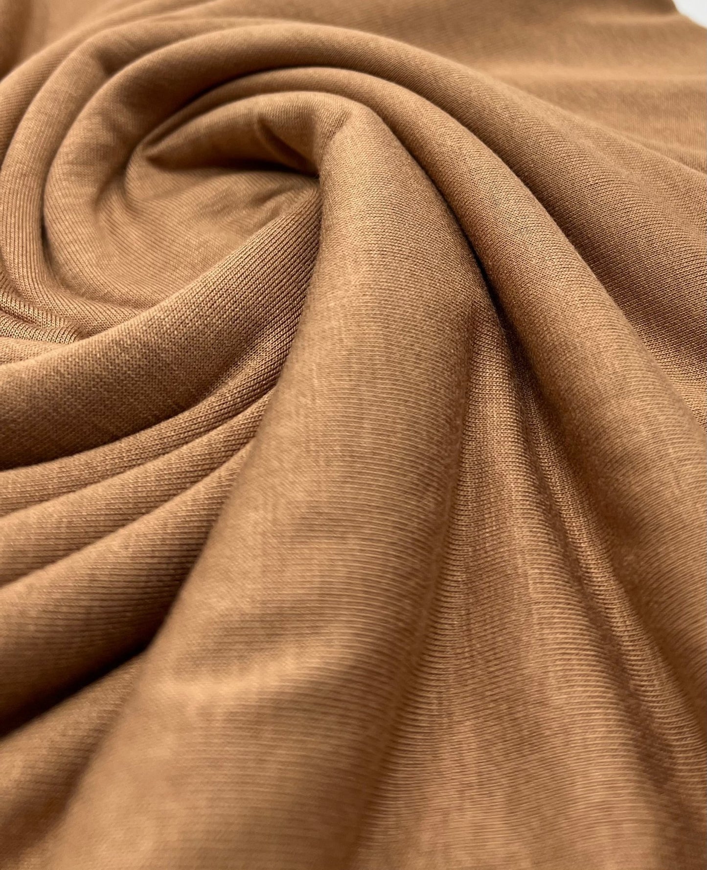 Plain Camel Viscose Elastane Fabric 4 Way Stretch Jersey - T9 Fabrics