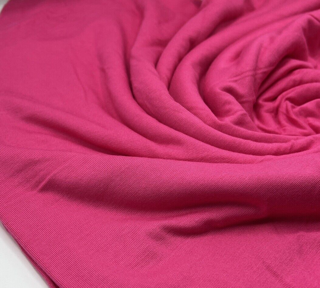 Plain Cerise Hot Pink Viscose Elastane Fabric 4 Way Stretch Jersey - T9 Fabrics