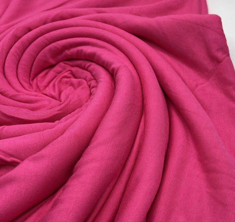 Plain Cerise Hot Pink Viscose Elastane Fabric 4 Way Stretch Jersey - T9 Fabrics