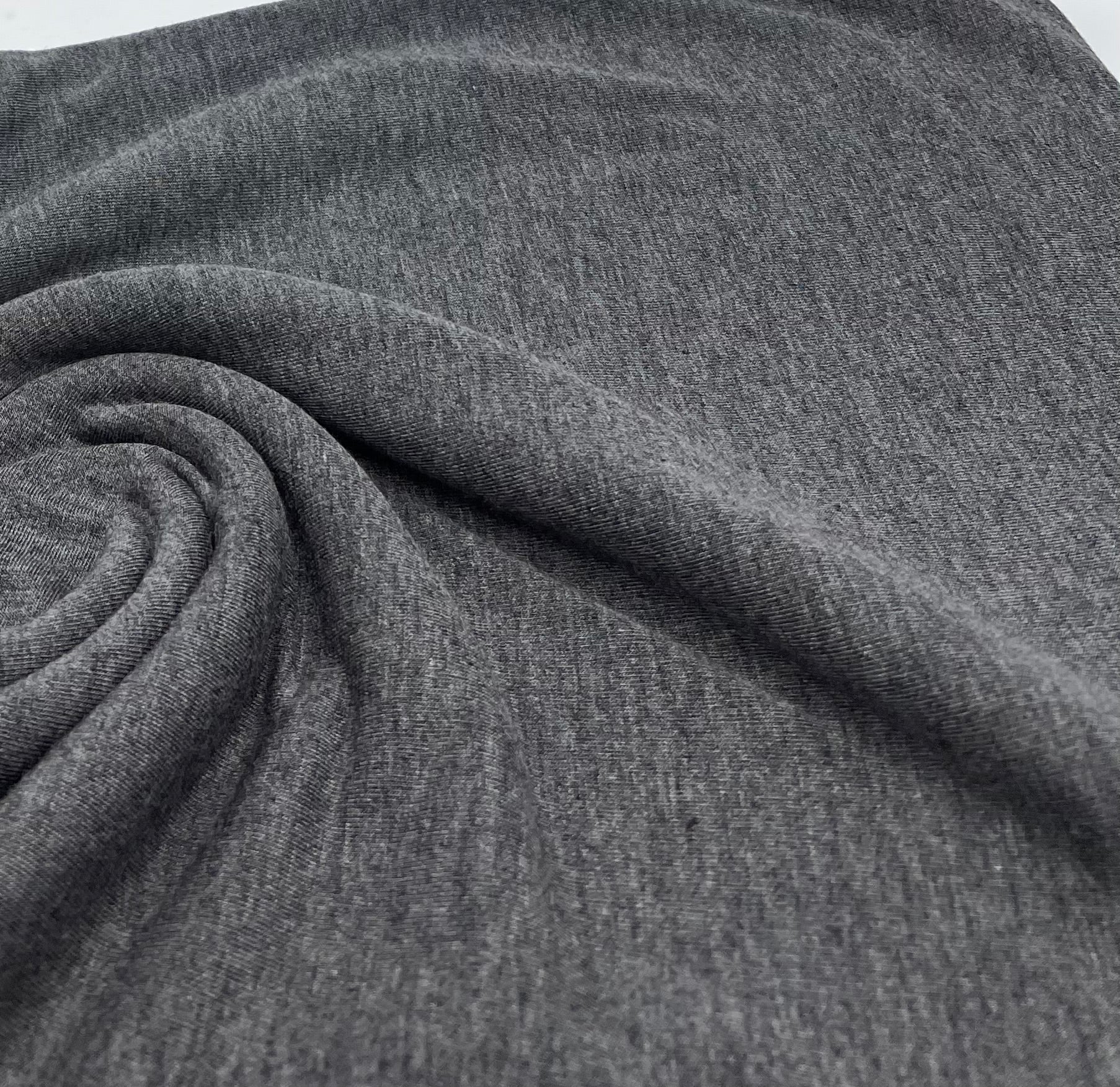 Plain Charcoal Viscose Elastane Fabric 4 Way Stretch Jersey - T9 Fabrics