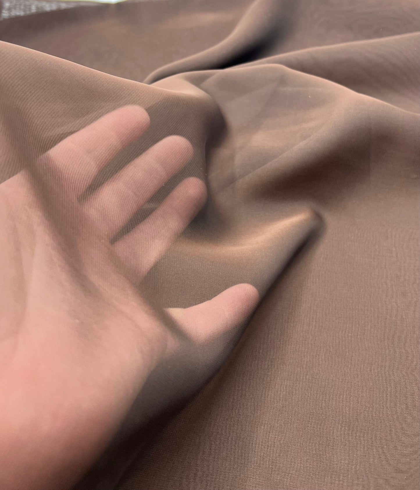 Plain Chocolate Brown Chiffon Sheer Dress Bridal Fabric - T9 Fabrics