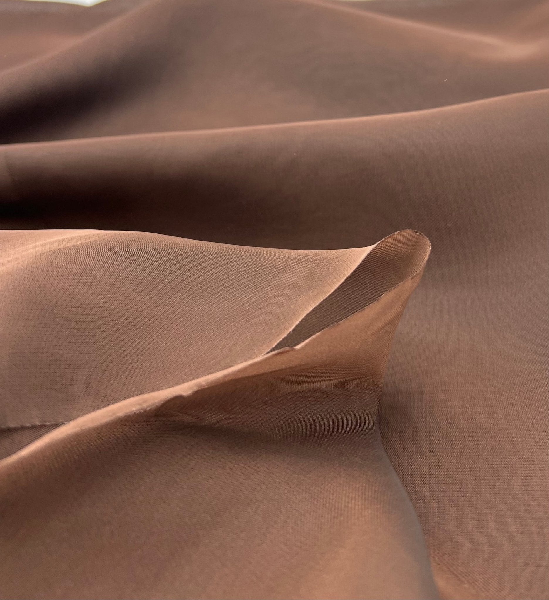 Plain Chocolate Brown Chiffon Sheer Dress Bridal Fabric - T9 Fabrics