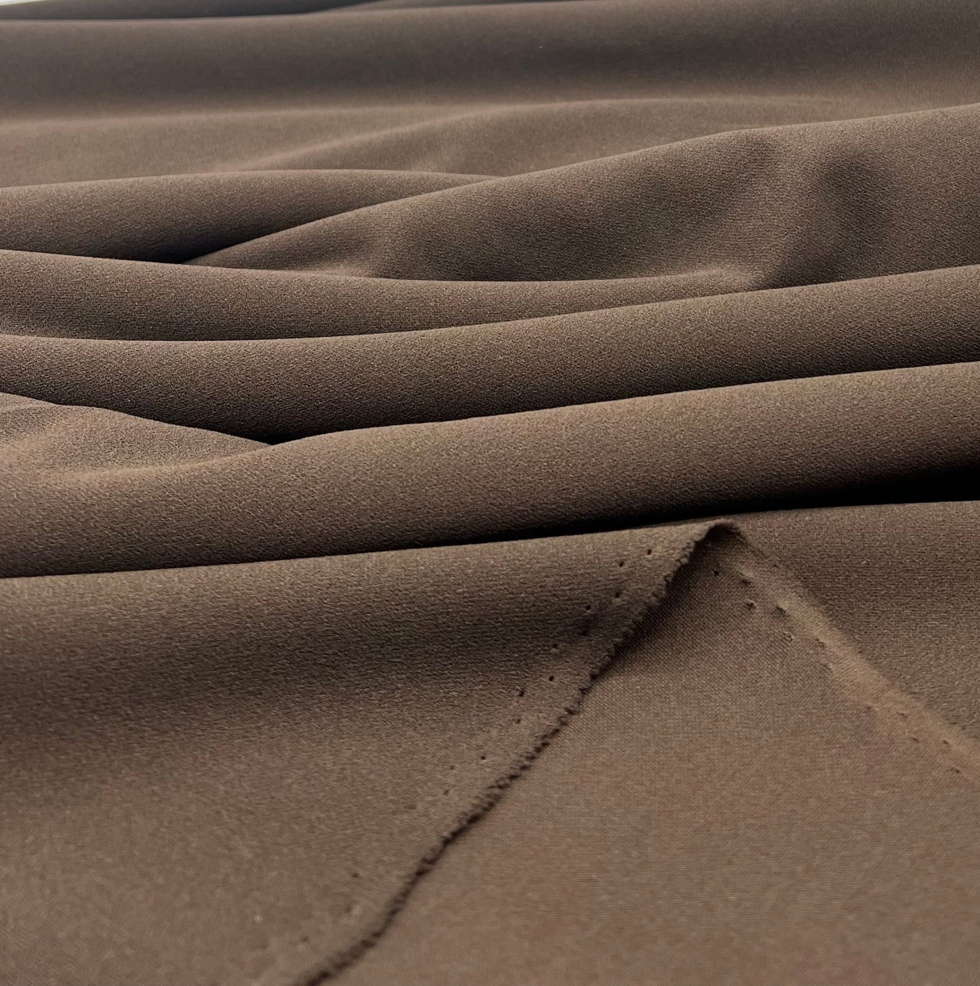 Plain Chocolate Brown Scuba Crepe Stretch Jersey Fabric 4 Way Stretch - T9 Fabrics