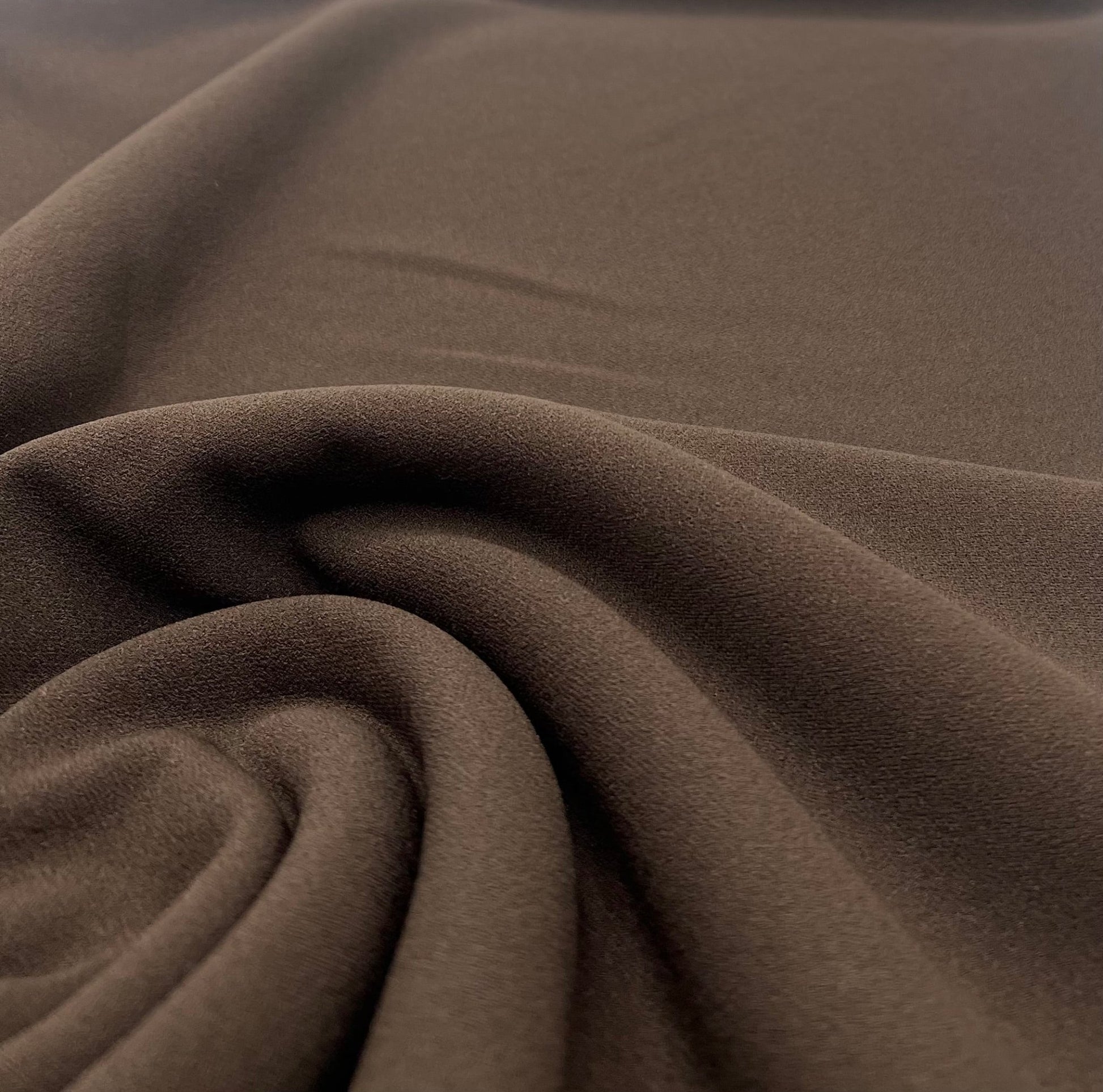 Plain Chocolate Brown Scuba Crepe Stretch Jersey Fabric 4 Way Stretch - T9 Fabrics