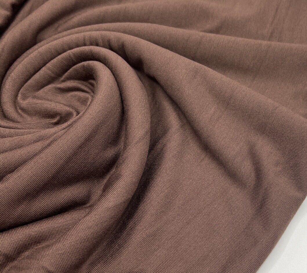 Plain Chocolate Viscose Elastane Fabric 4 Way Stretch Jersey - T9 Fabrics