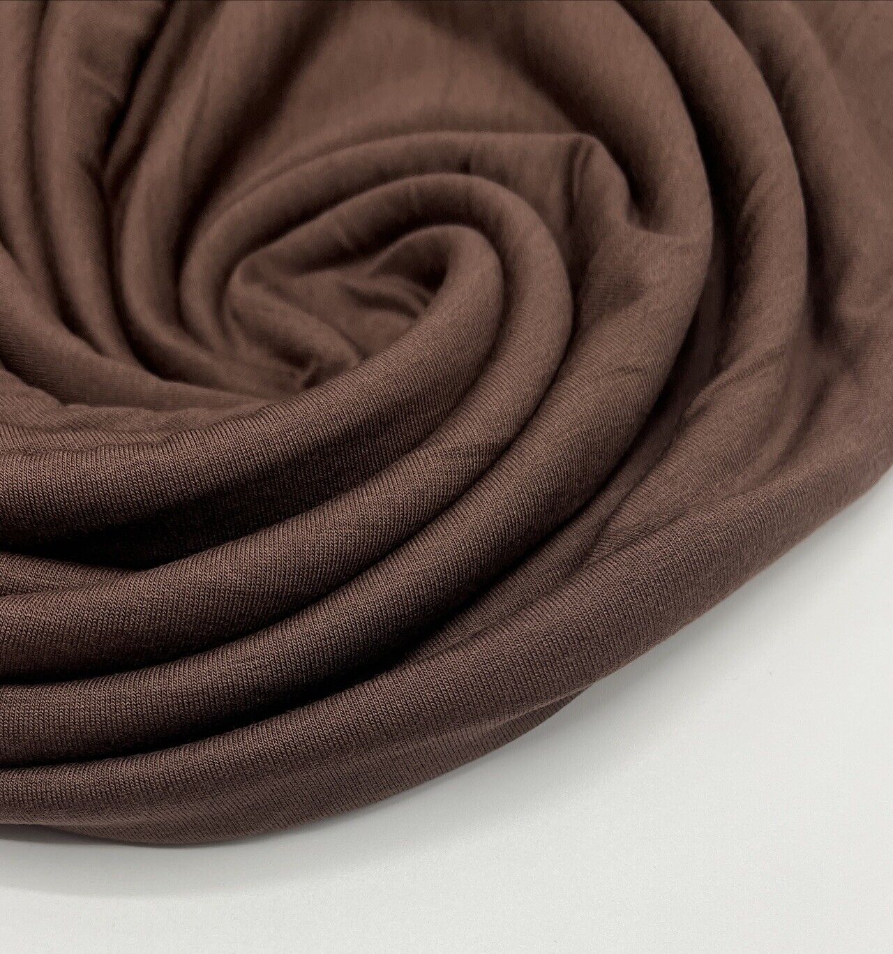 Plain Chocolate Viscose Elastane Fabric 4 Way Stretch Jersey - T9 Fabrics