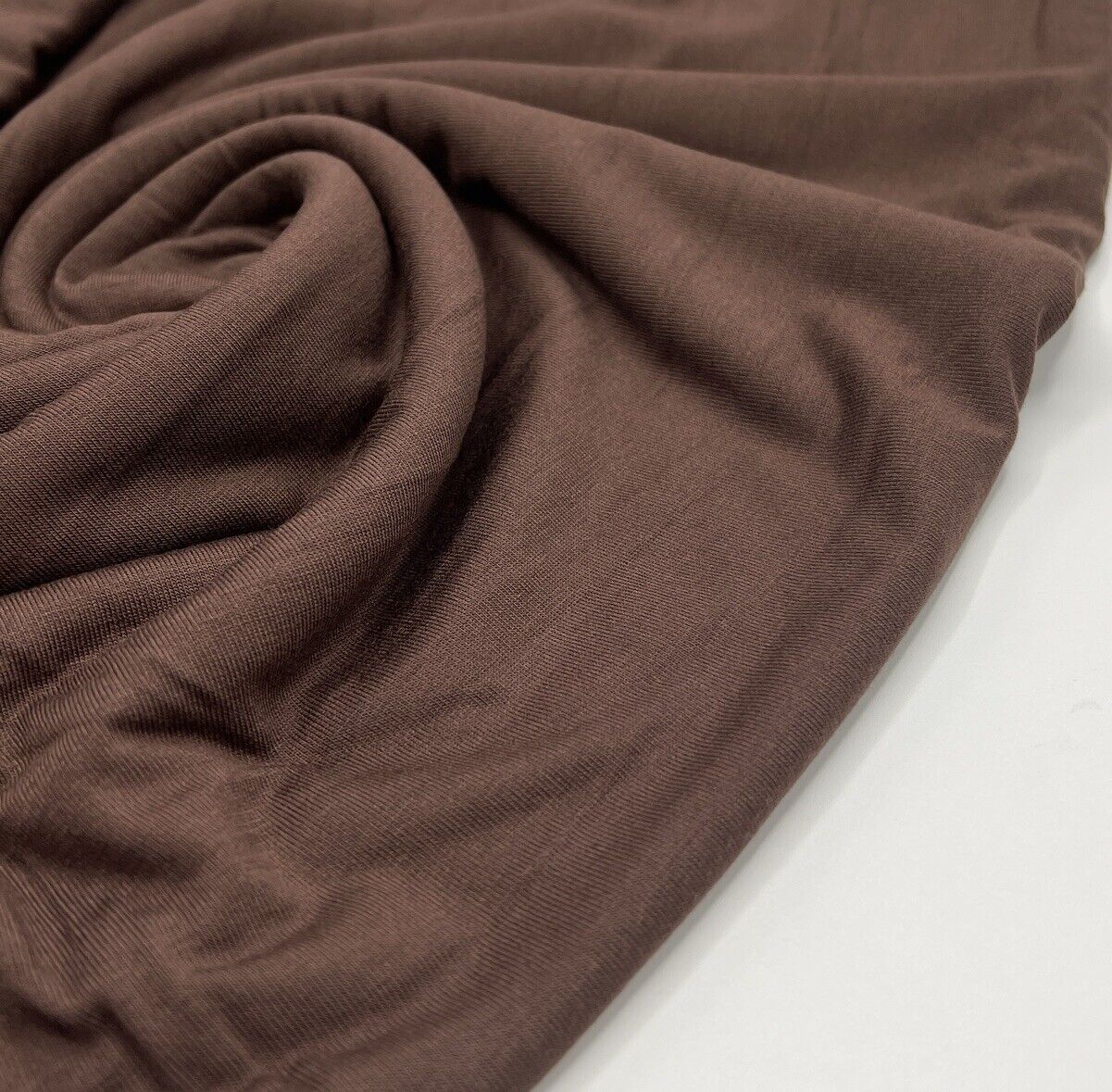 Plain Chocolate Viscose Elastane Fabric 4 Way Stretch Jersey - T9 Fabrics