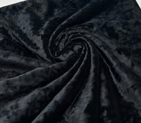 Plain Crushed Black Velour Fabric - T9 Fabrics