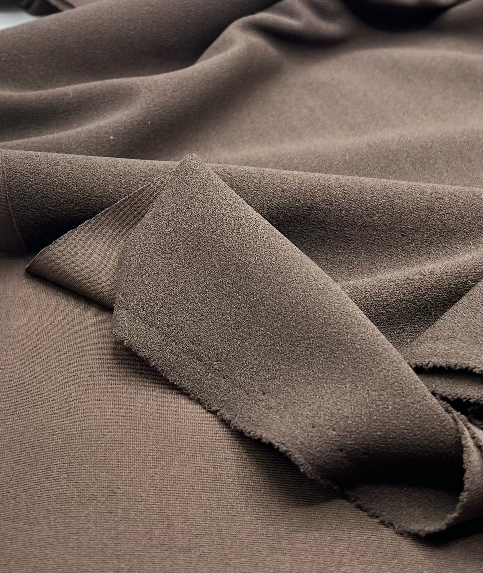 Plain Dark Brown Scuba Crepe Stretch Jersey Fabric 4 Way Stretch - T9 Fabrics