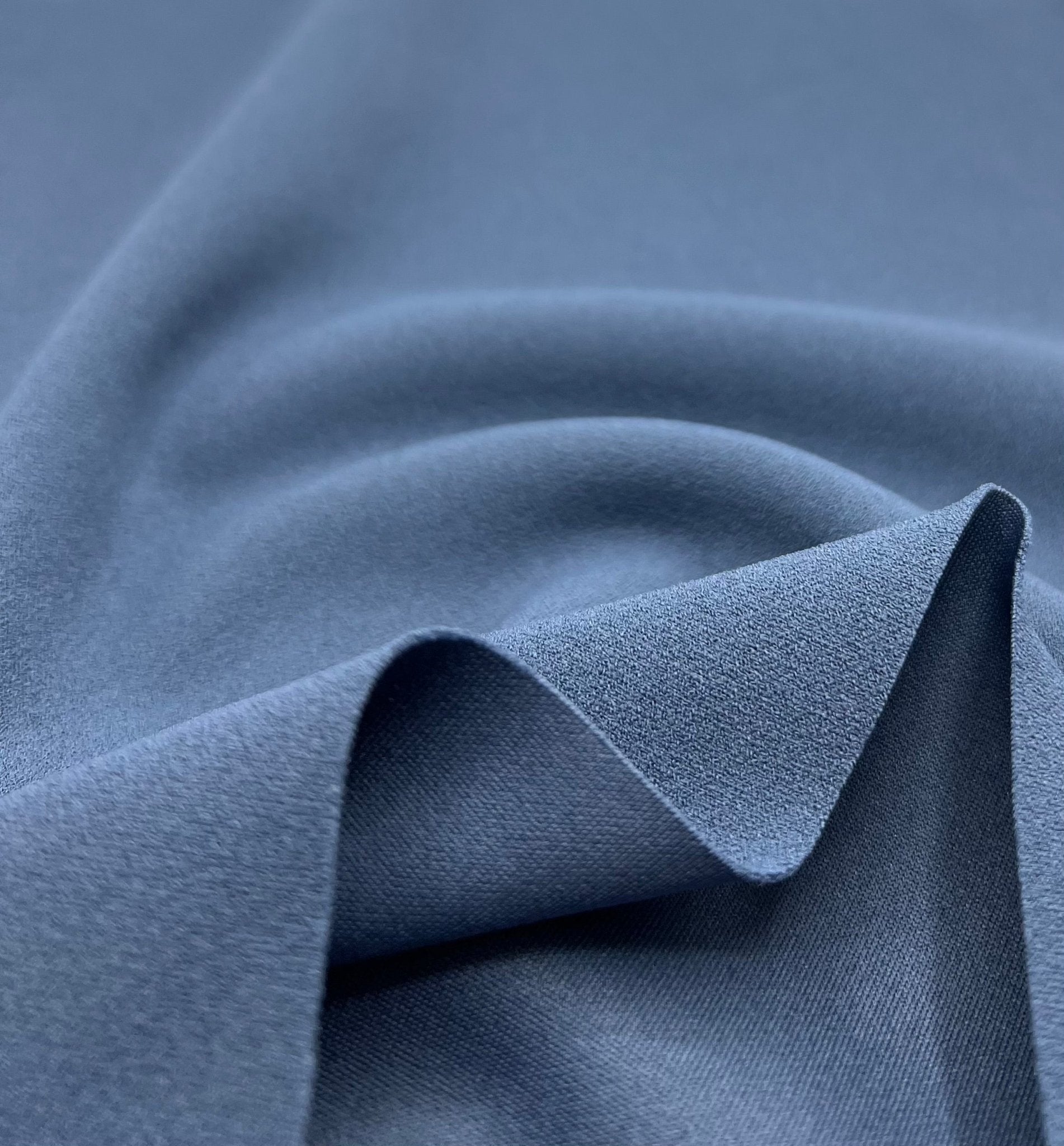 Plain Denim Blue Scuba Crepe Stretch Jersey Fabric 4 Way Stretch - T9 Fabrics