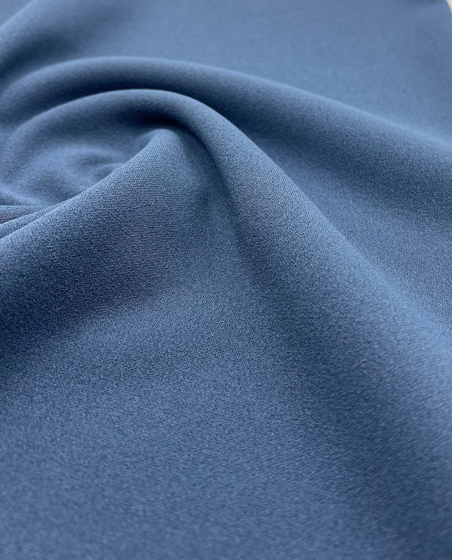 Plain Denim Blue Scuba Crepe Stretch Jersey Fabric 4 Way Stretch - T9 Fabrics