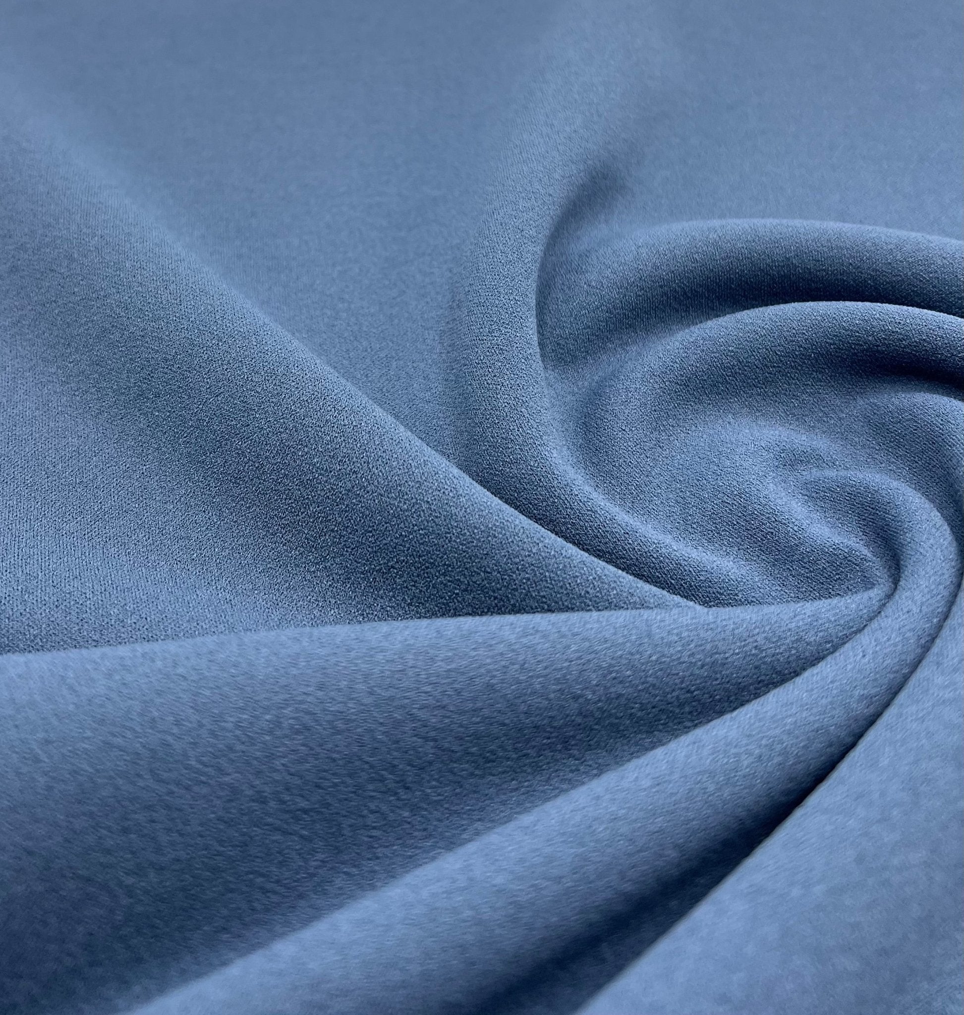 Plain Denim Blue Scuba Crepe Stretch Jersey Fabric 4 Way Stretch - T9 Fabrics