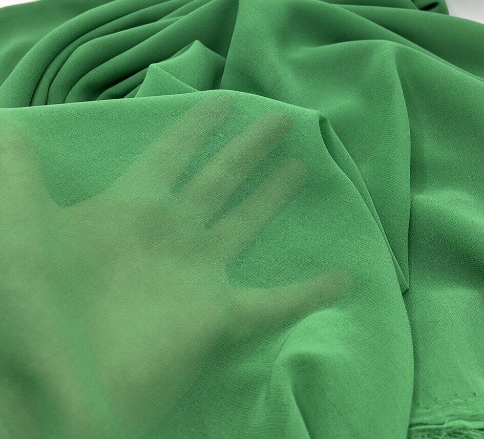 Plain Green Chiffon Fabric - T9 Fabrics