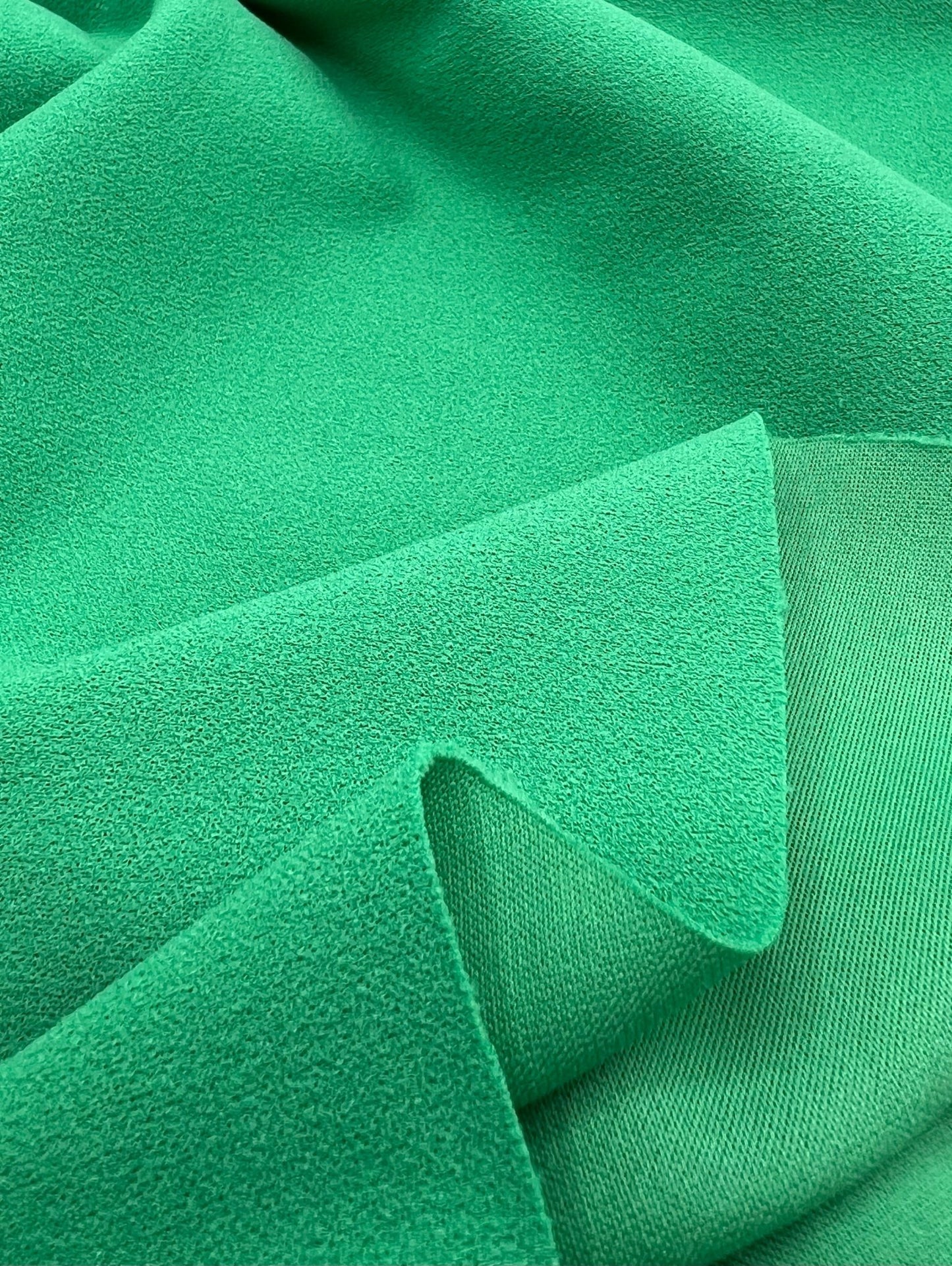Plain Green Scuba Crepe Stretch Jersey Fabric 4 Way Stretch - T9 Fabrics