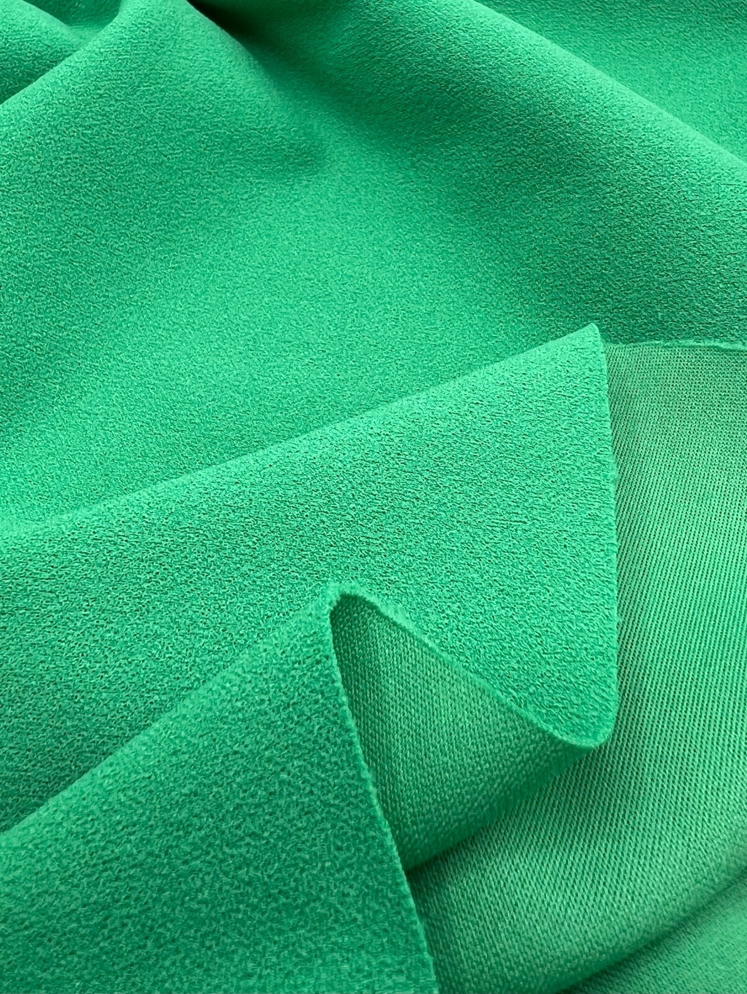 Plain Green Scuba Crepe Stretch Jersey Fabric 4 Way Stretch - T9 Fabrics