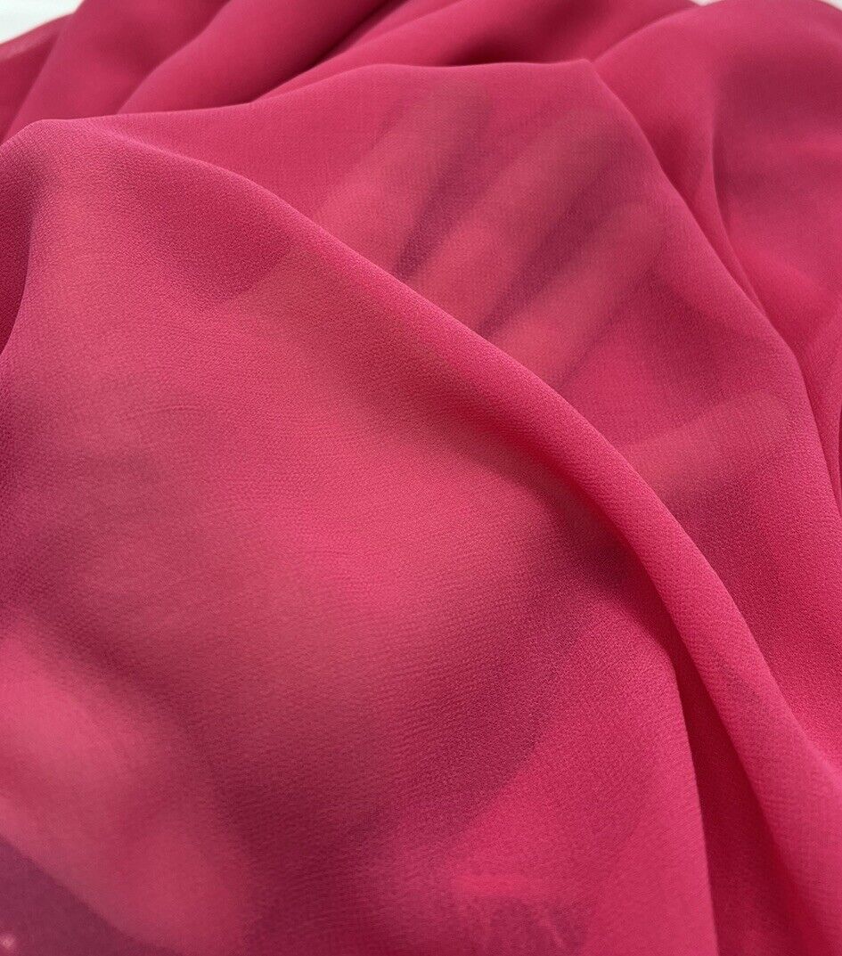 Plain Hot Pink Chiffon Fabric - T9 Fabrics