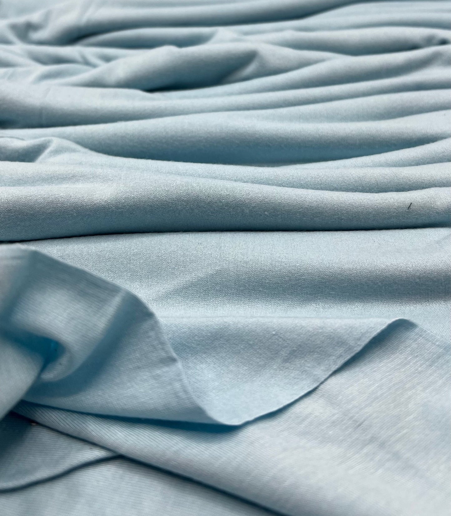 Plain Ice Blue Viscose Elastane Fabric 4 Way Stretch Jersey - T9 Fabrics