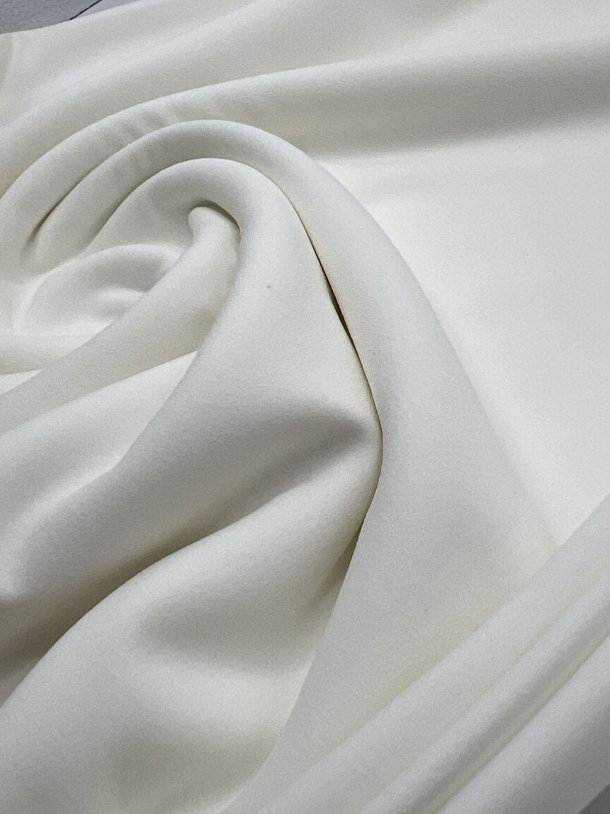 Plain Ivory Scuba Crepe Stretch Fabric 4 Way Stretch - T9 Fabrics