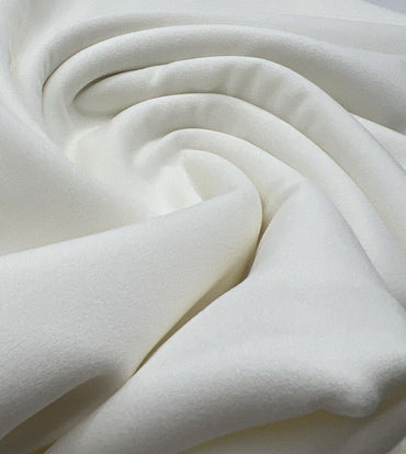 Plain Ivory Scuba Crepe Stretch Fabric 4 Way Stretch - T9 Fabrics