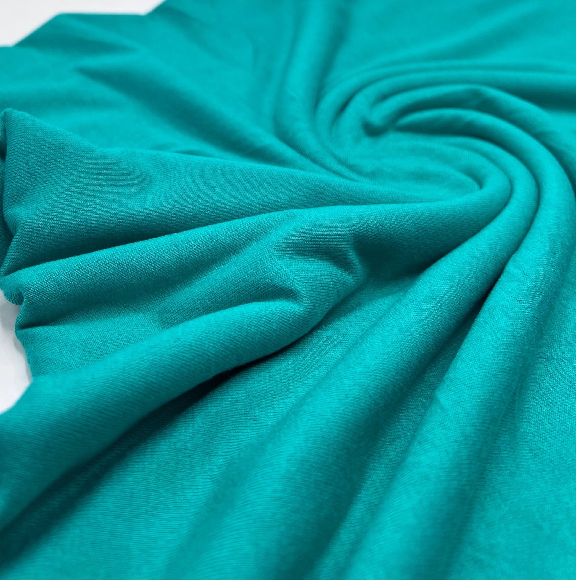 Plain Jade Green Viscose Elastane Fabric 4 Way Stretch Jersey - T9 Fabrics