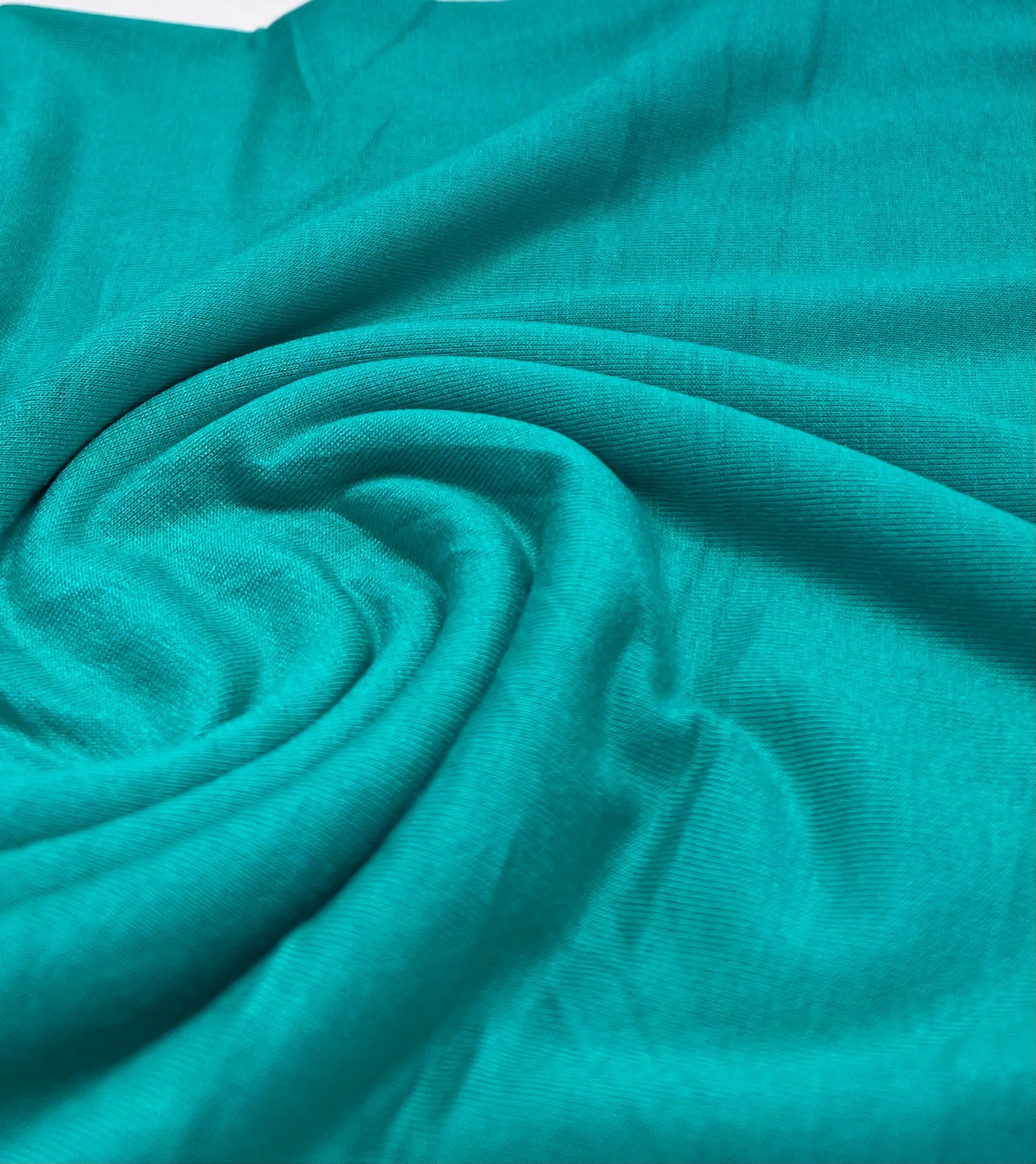 Plain Jade Green Viscose Elastane Fabric 4 Way Stretch Jersey - T9 Fabrics