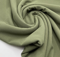 Plain Khaki Green Scuba Crepe Stretch Jersey Fabric 4 Way Stretch - T9 Fabrics