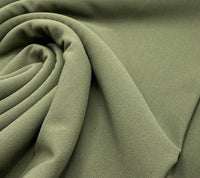 Plain Khaki Green Scuba Crepe Stretch Jersey Fabric 4 Way Stretch - T9 Fabrics