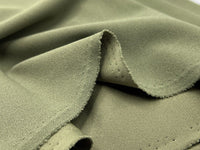 Plain Khaki Green Scuba Crepe Stretch Jersey Fabric 4 Way Stretch - T9 Fabrics