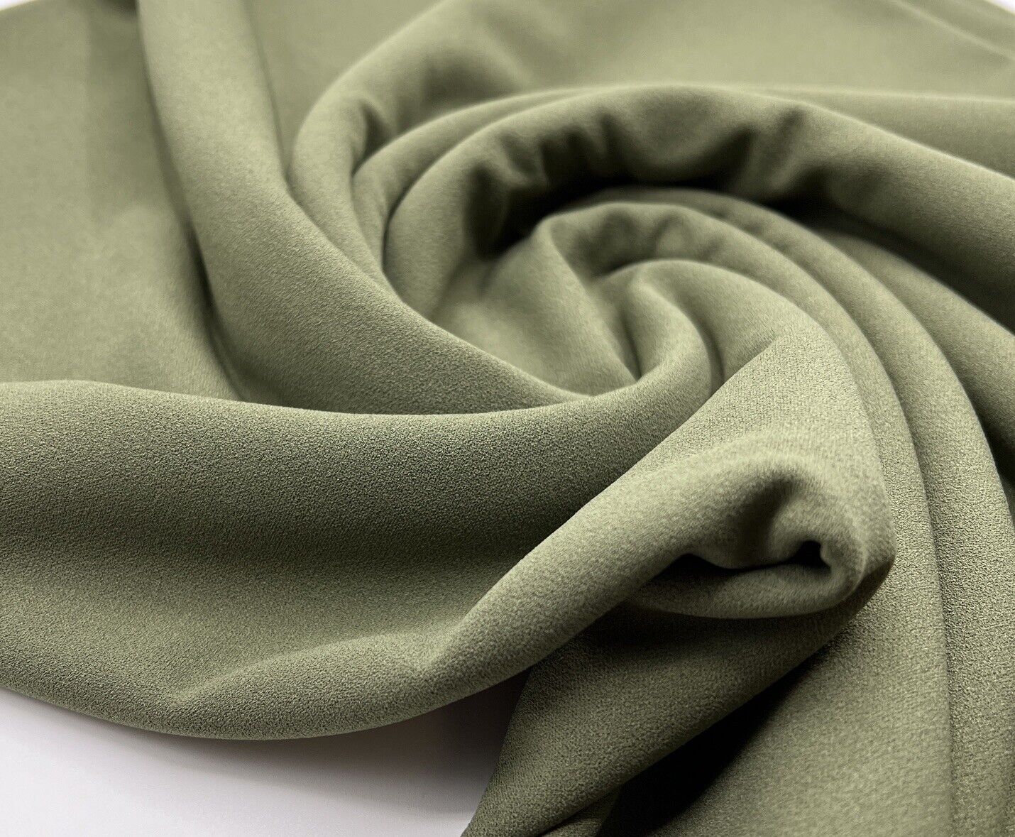 Plain Khaki Green Scuba Crepe Stretch Jersey Fabric 4 Way Stretch - T9 Fabrics