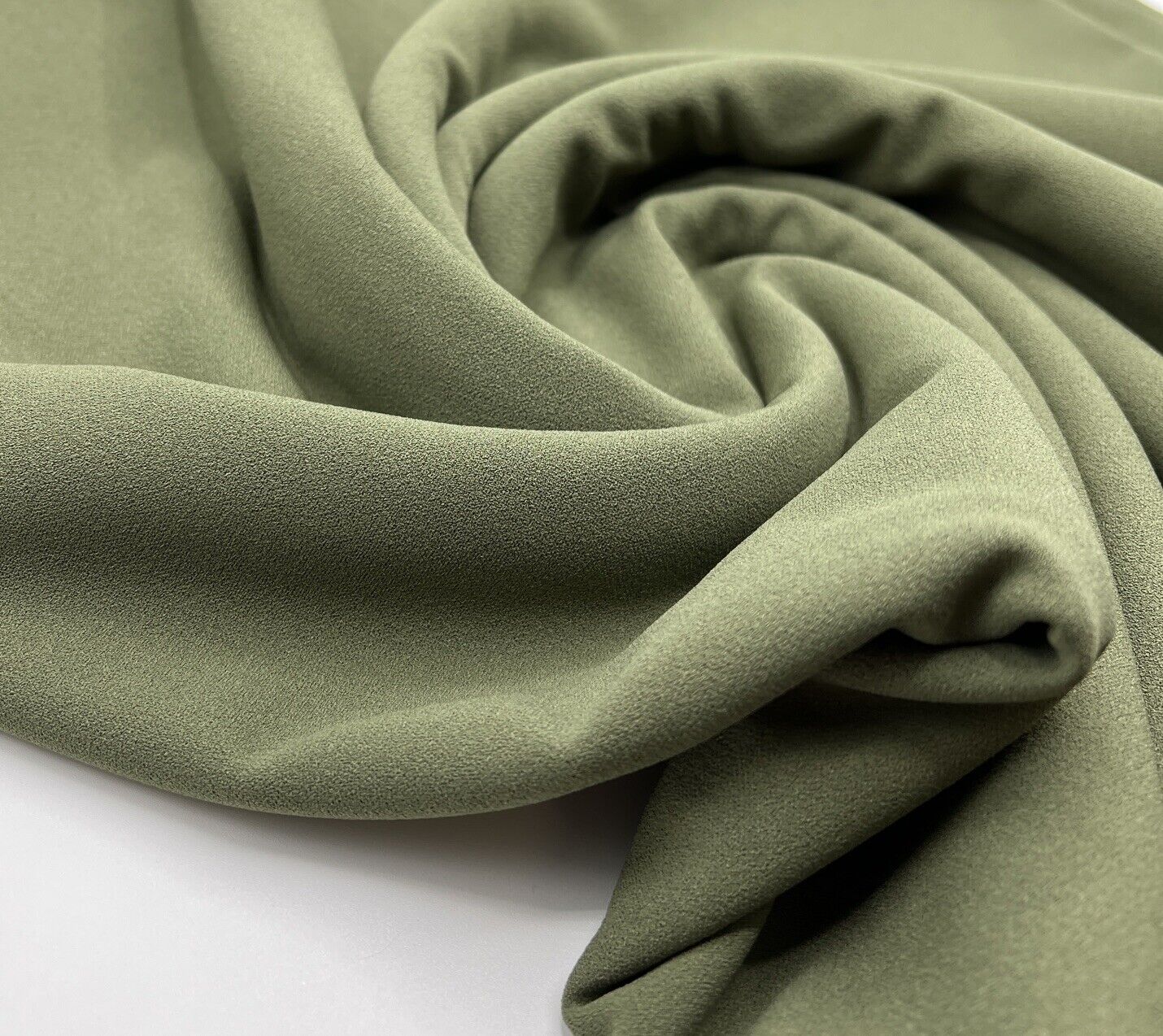 Plain Khaki Green Scuba Crepe Stretch Jersey Fabric 4 Way Stretch - T9 Fabrics