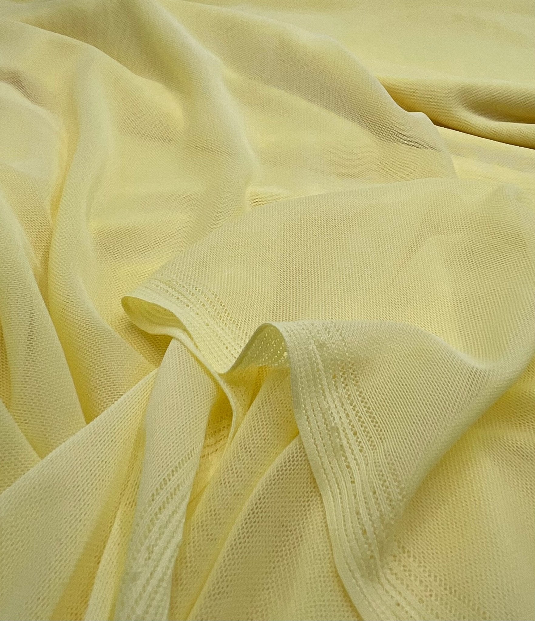 Plain Lemon Yellow Mesh Fabric Stretch - T9 Fabrics