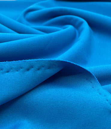 Plain Light Blue Scuba Crepe Stretch Jersey Fabric 4 Way Stretch - T9 Fabrics