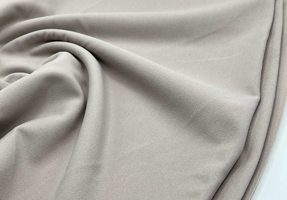 Plain Light Stone Scuba Crepe Stretch Jersey Fabric 4 Way Stretch - T9 Fabrics