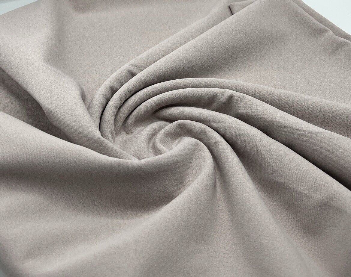 Plain Light Stone Scuba Crepe Stretch Jersey Fabric 4 Way Stretch - T9 Fabrics