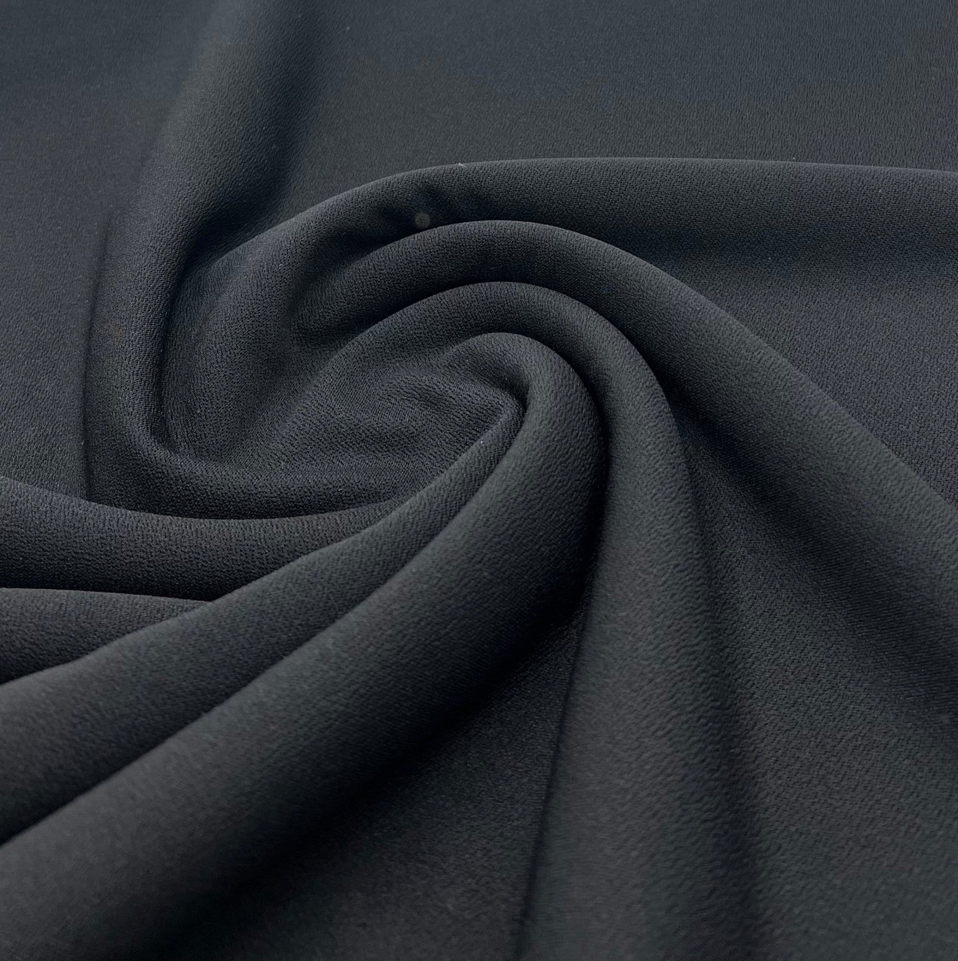 Plain Lightweight Black Scuba Crepe Stretch Fabric 4 Way Stretch - T9 Fabrics