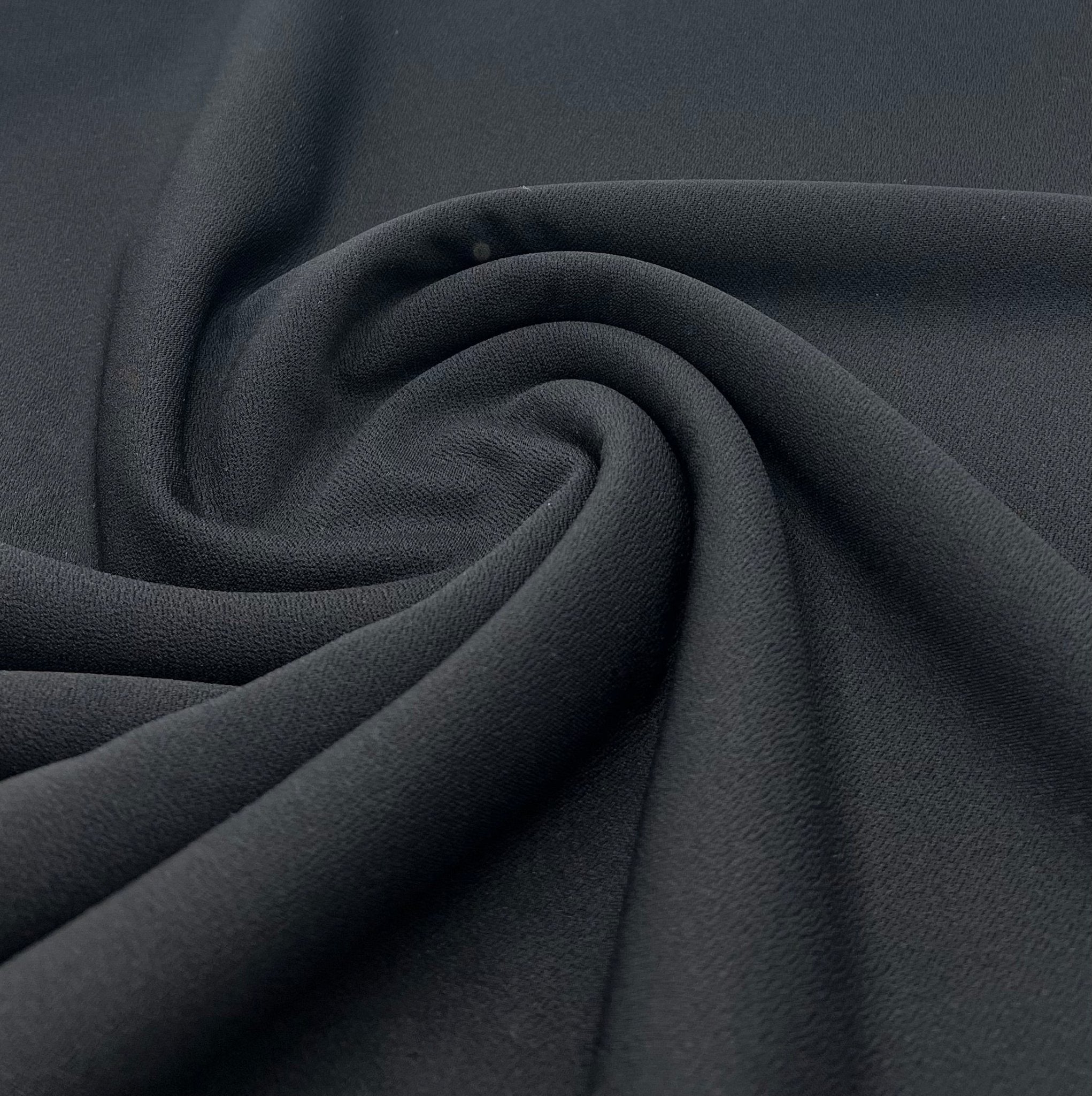 Plain Lightweight Black Scuba Crepe Stretch Fabric 4 Way Stretch - T9 Fabrics