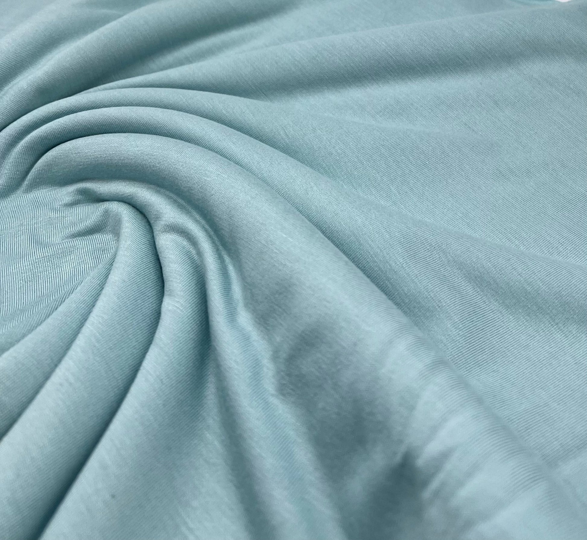 Plain Mint Green Viscose Elastane Fabric 4 Way Stretch Jersey - T9 Fabrics