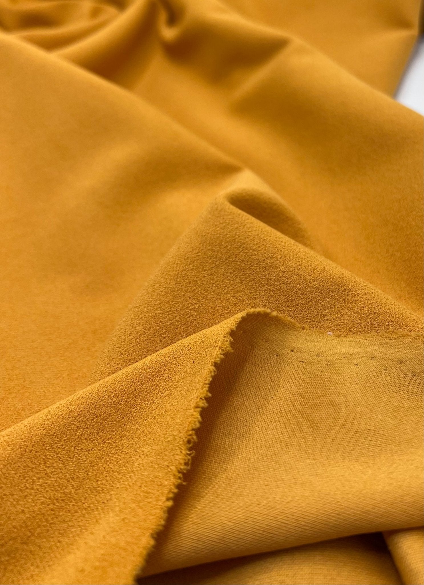 Plain Mustard Scuba Crepe Stretch Fabric 4 Way Stretch - T9 Fabrics