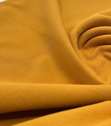 Plain Mustard Scuba Crepe Stretch Fabric 4 Way Stretch - T9 Fabrics