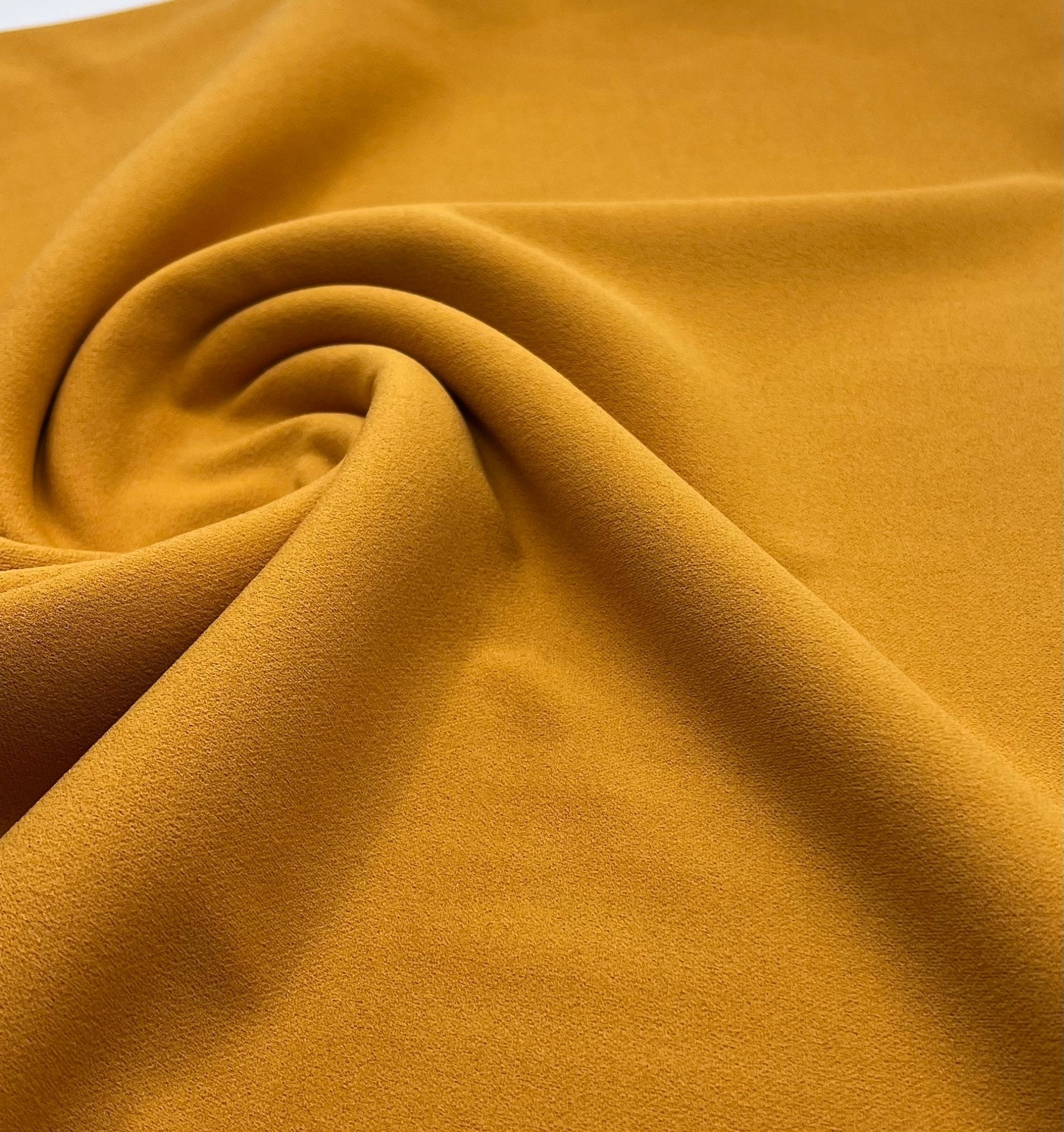 Plain Mustard Scuba Crepe Stretch Fabric 4 Way Stretch - T9 Fabrics