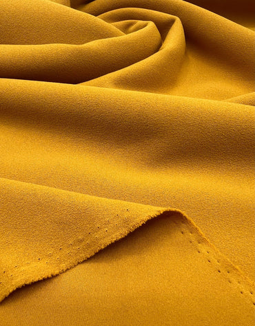 Plain Mustard Scuba Crepe Stretch Jersey Fabric 4 Way Stretch - T9 Fabrics