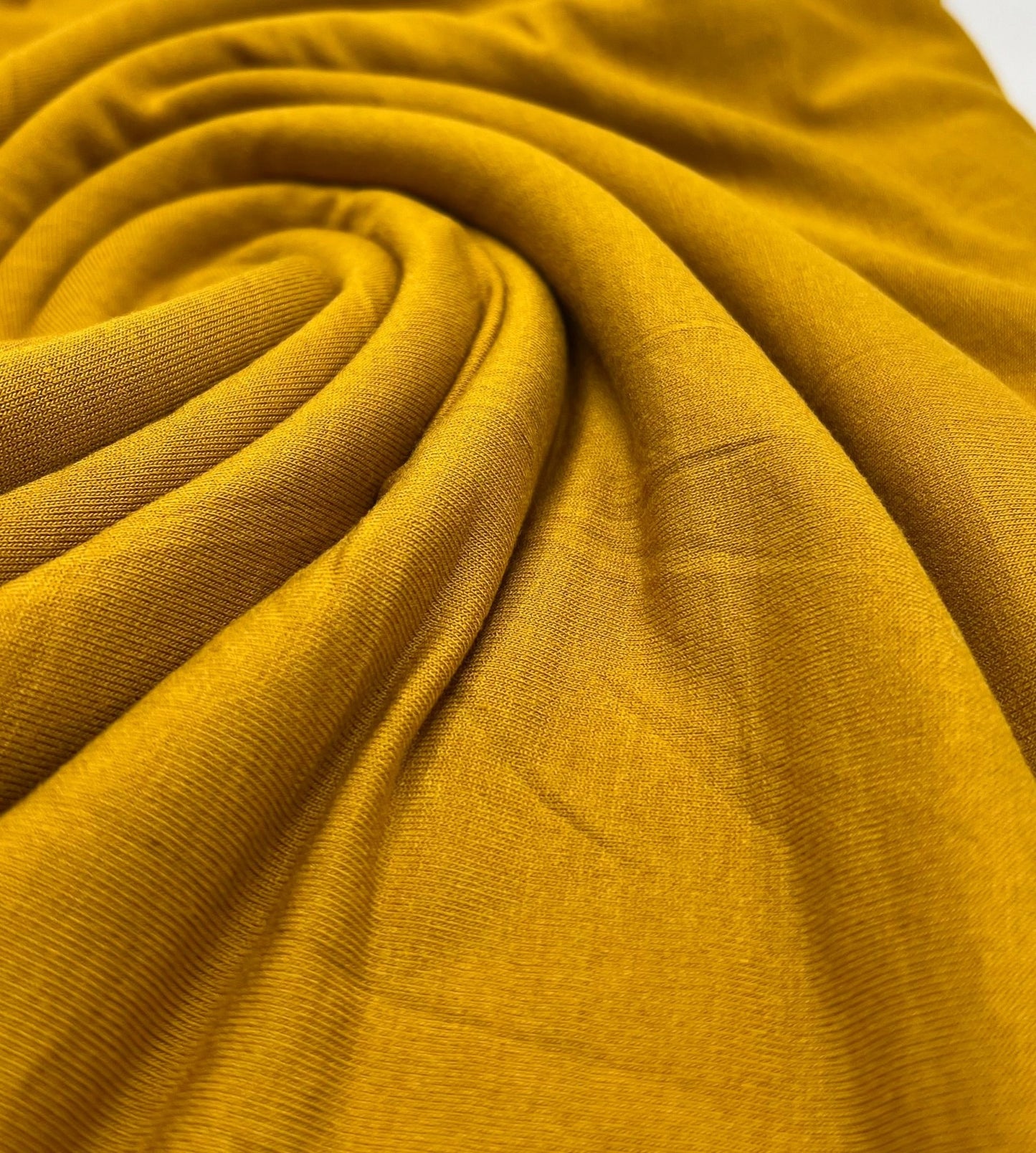 Plain Mustard Viscose Elastane Fabric 4 Way Stretch Jersey - T9 Fabrics