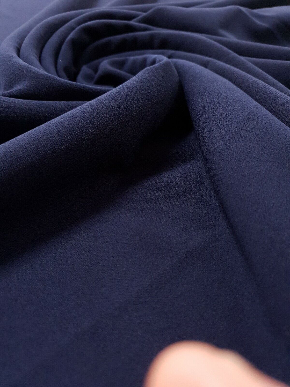 Plain Navy Scuba Crepe Stretch Jersey Fabric 4 Way Stretch - T9 Fabrics