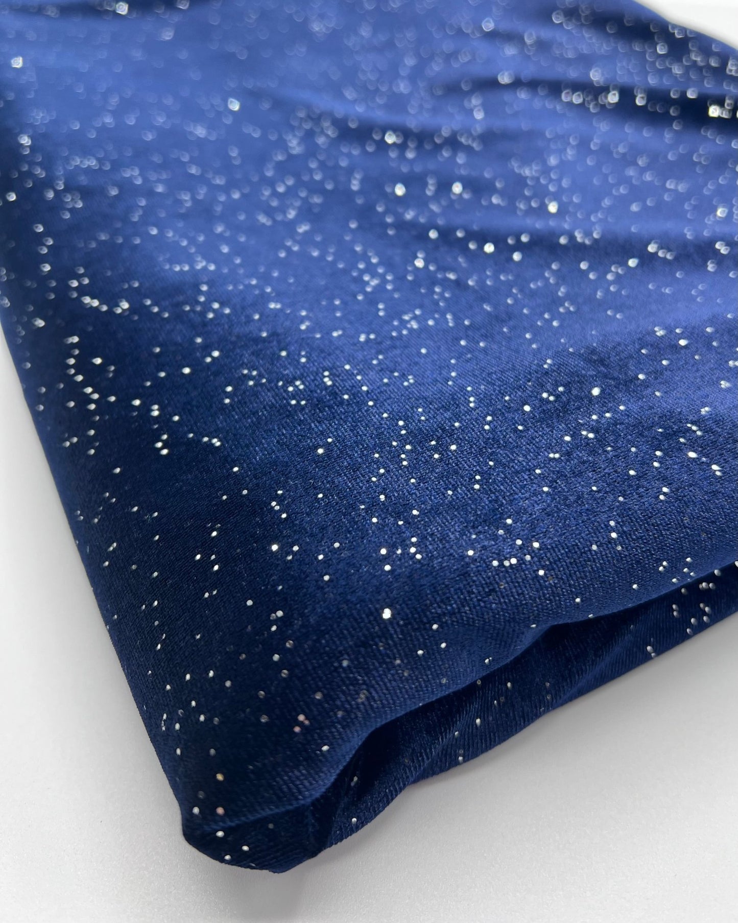 Plain Navy Sparkle Velour Fabric - T9 Fabrics