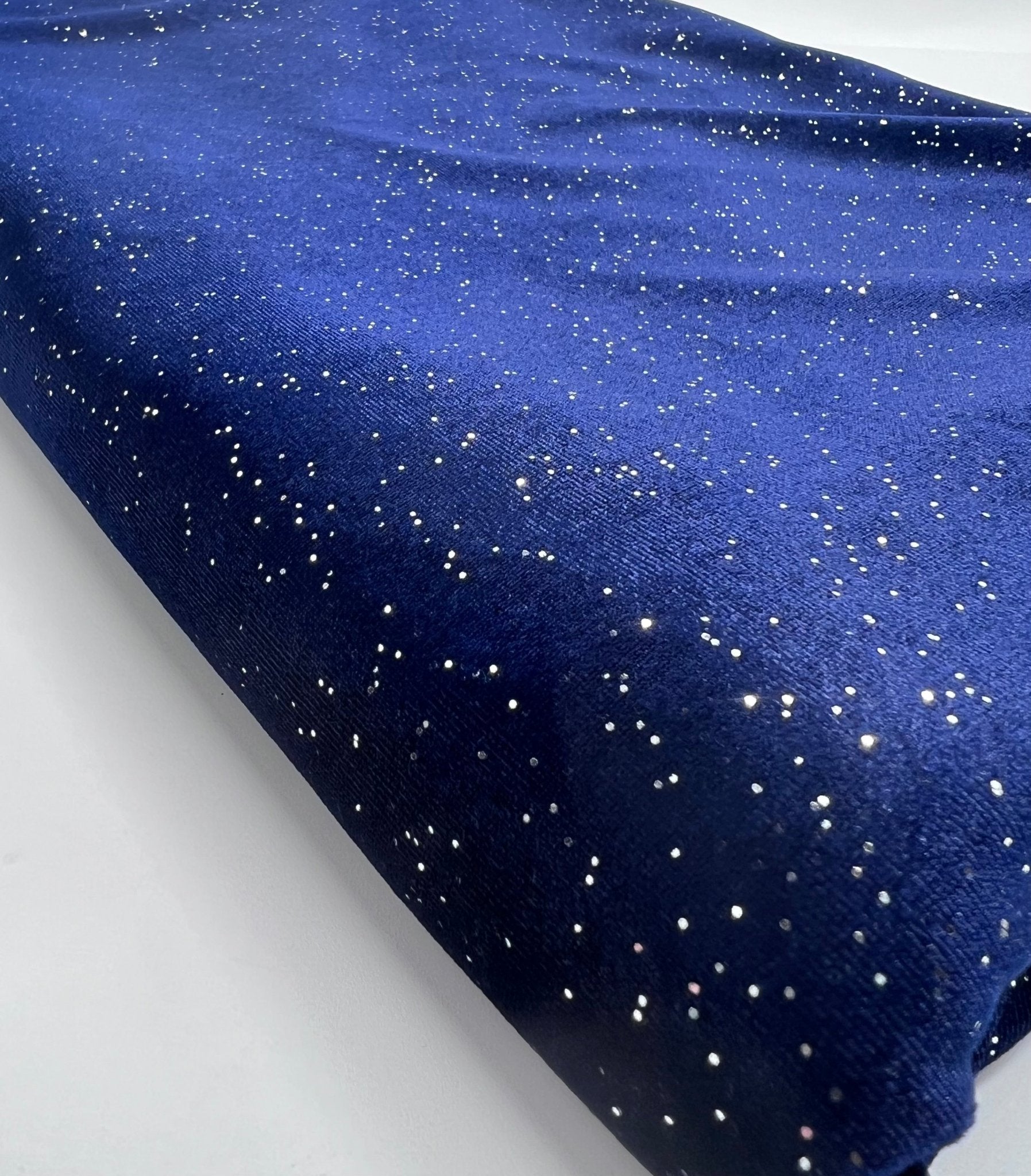 Plain Navy Sparkle Velour Fabric - T9 Fabrics