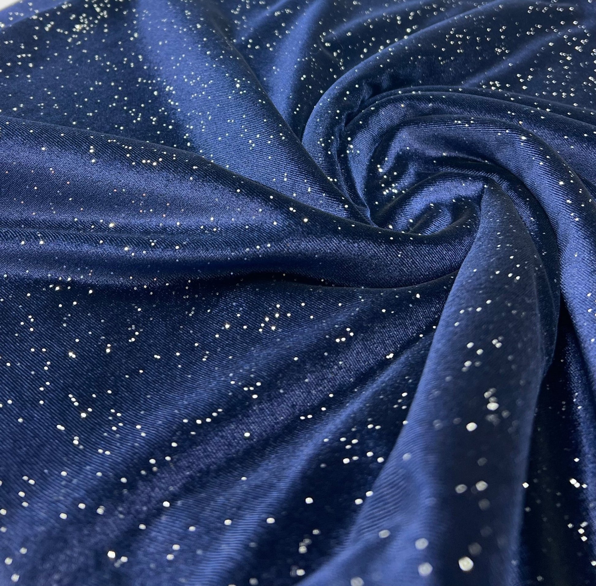 Plain Navy Sparkle Velour Fabric - T9 Fabrics