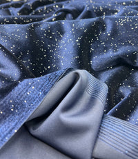 Plain Navy Sparkle Velour Fabric - T9 Fabrics