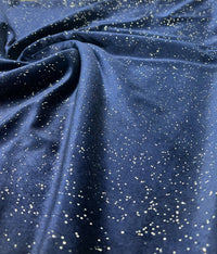 Plain Navy Sparkle Velour Fabric - T9 Fabrics