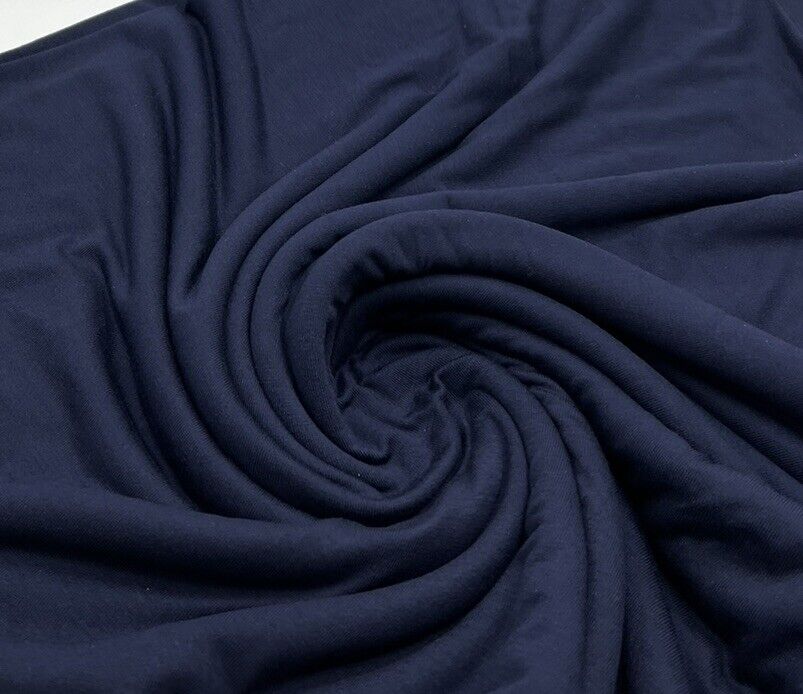 Plain Navy Viscose Elastane Fabric 4 Way Stretch Jersey - T9 Fabrics